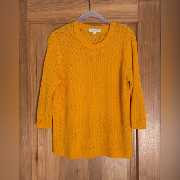 Karen Walker Sweaters - EUC Vtg KAREN WALKER 100% Cashmere Open Weave 3/4 Sleeve Sweater 6 Yellow Gold